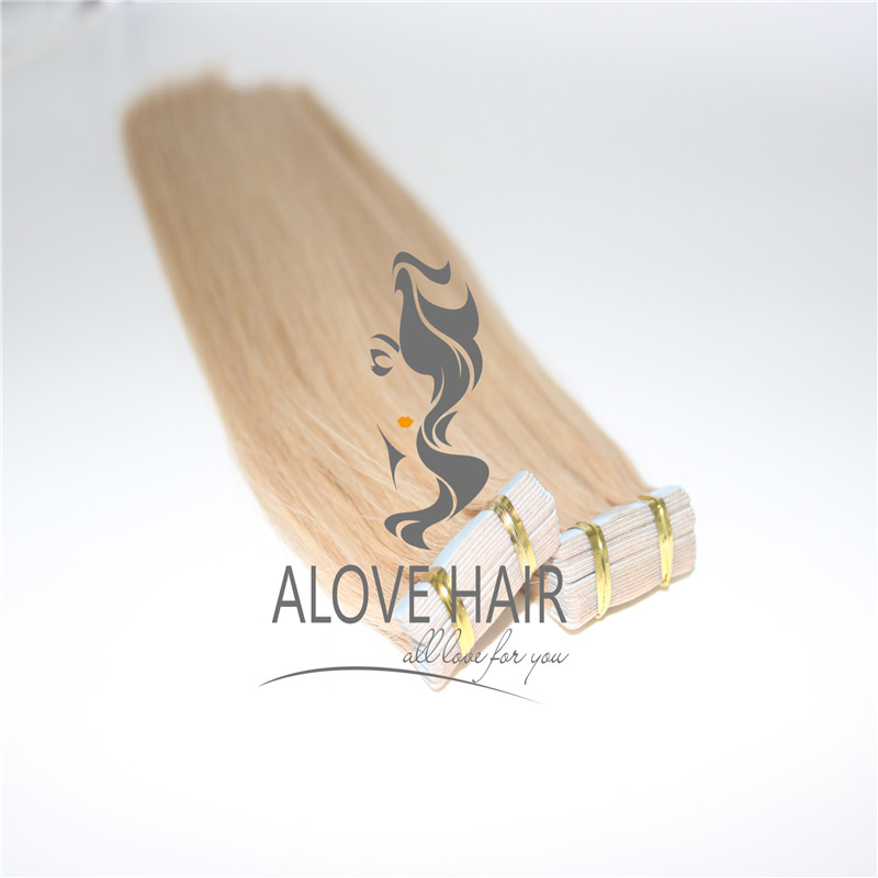 Blonde color tape ins extensions for thin hair 
